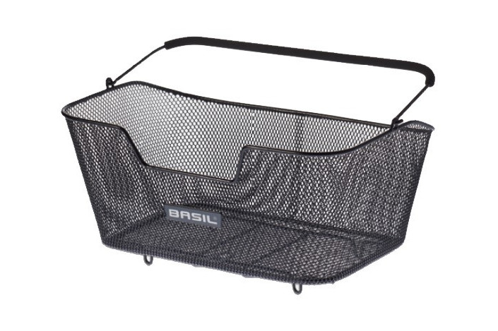 Kosz na tylny bagażnik BASIL BASE L + haczyki mocujące, stalowy czarny (NEW)