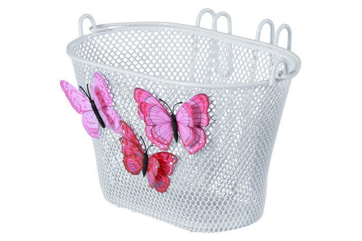 Kosz na kierownicę BASIL JASMIN BASKET JUNIOR BUTTERFLY BASKET 12"-20" stalowy biały (NEW)