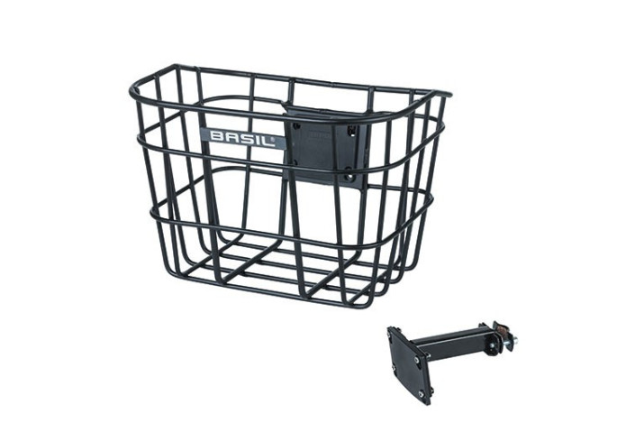 Kosz na kierownicę BASIL BREMEN ALU FM + FM stem holder alumniowy (22-25.4 mm) czarny (NEW)