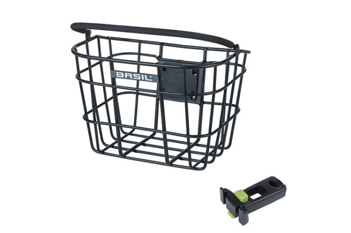 Kosz na kierownicę BASIL BREMEN ALU KF aluminiowy + KF A-Head stem holde, alumniowy czarny (NEW)