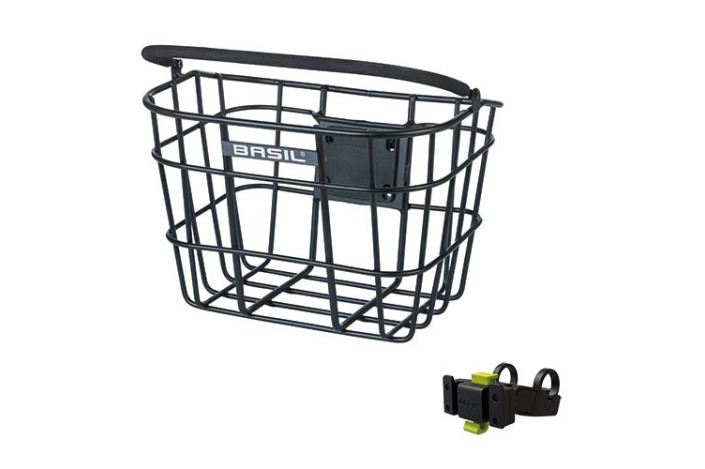 Kosz na kierownicę BASIL BREMEN ALU KF + KF handlebar holder (średnica 22-31.8mm) aluminiowy czarny (NEW)