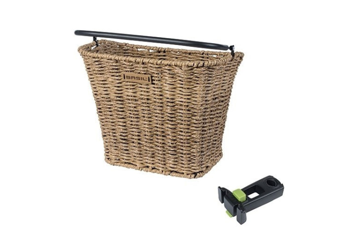 Kosz na kierownicę BASIL BREMEN RATAN LOOK FRONT BASKET, KF A-Head Stem Holder, wspornik 22.4-28.6mm seagrass (NEW)