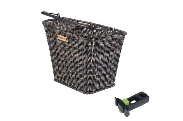 Kosz na kierownicę BASIL BREMEN RATAN LOOK FRONT BASKET, KF A-Head Stem Holder, wspornik 22.4-28.6mm seagrass (NEW)