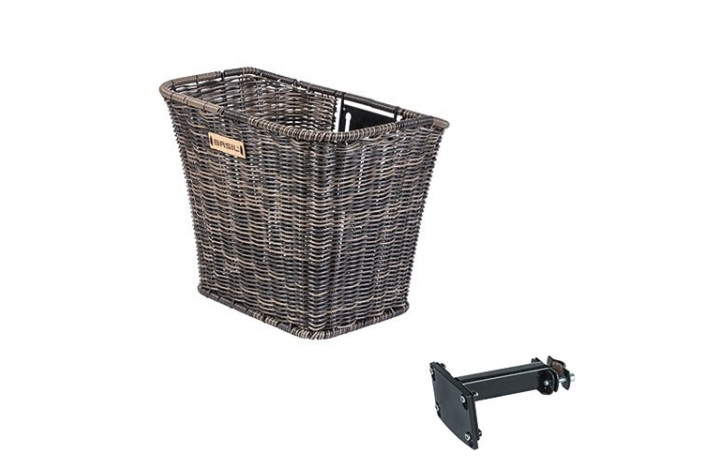 Kosz na kierownicę BASIL BREMEN RATAN LOOK FRONT BASKET, FM stem holder, wspornik 22.4-28.6mm nature brown (NEW)