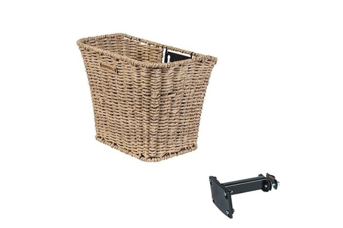 Kosz na kierownicę BASIL BREMEN RATAN LOOK FRONT BASKET, FM stem holder, wspornik 22.4-28.6mm seagrass (NEW)