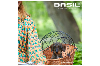 Kosz na tylny bagażnik BASIL PASJA dla zwierząt MIK 45cm, MIK System (ready to go) wiklinowy natural (NEW)