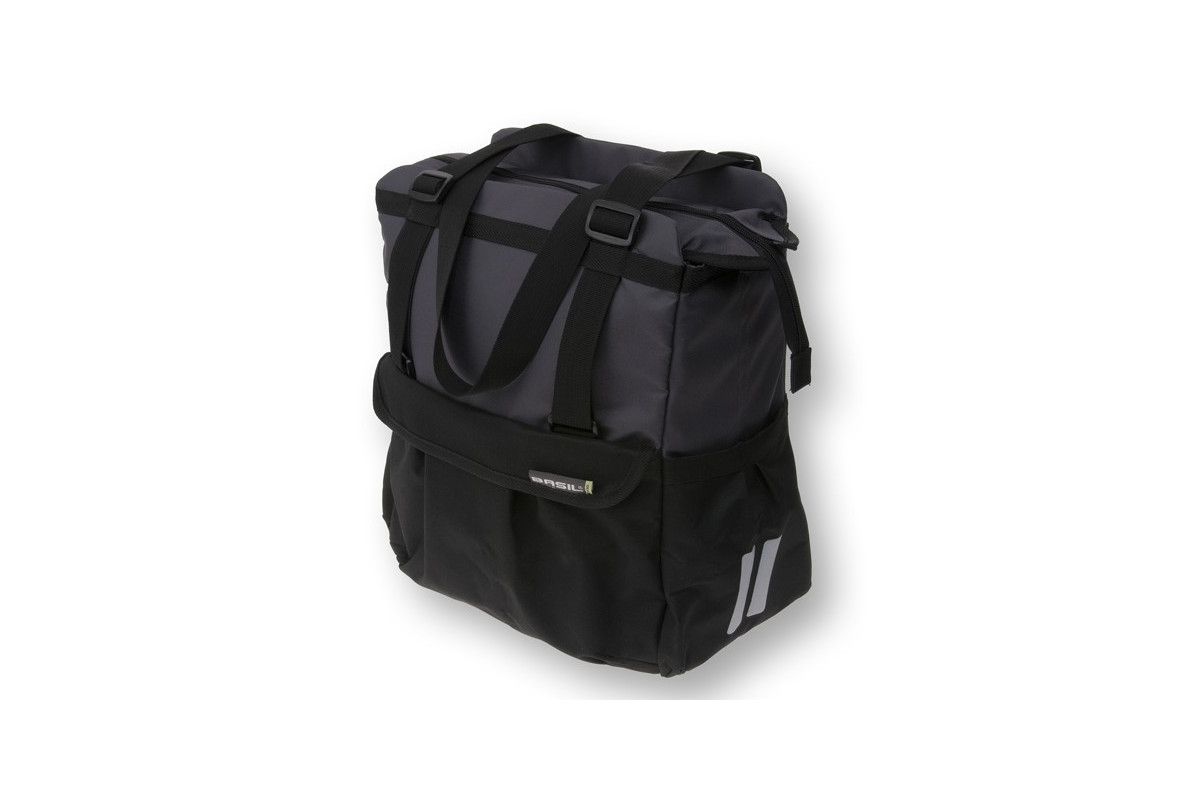 Sakwa miejska pojedyncza BASIL SHOPPER XL 20L, mocowanie na haki Hook-On System, wodoodporna czarno-grafitowa (DWZ) Sakwa miejska pojedyncza BASIL SHOPPER XL 20L, mocowanie na haki Hook-On System, wodoodporna czarno-grafitowa (DWZ)