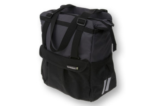 Sakwa miejska pojedyncza BASIL SHOPPER XL 20L, mocowanie na haki Hook-On System, wodoodporna czarno-grafitowa (DWZ)
