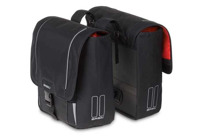 Sakwa miejska podwójna BASIL SPORT DESIGN DOUBLE PANNIER BAG 32L, Universal Bridge System, czarna (NEW)