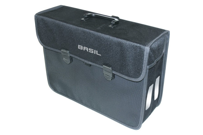 Sakwa miejska pojedyncza BASIL MALAGA XL 17L, mocowanie na haki Hook-On System, wodoodporna czarna (DWZ)