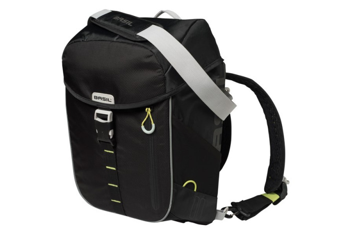 Sakwa miejska pojedyncza BASIL MILES TARPAULIN DAYPACK 17L, Hook On System, 100%  wodoodporna black lime (NEW)