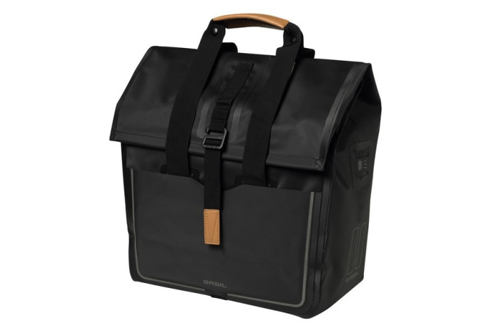 Sakwa miejska pojedyncza BASIL URBAN DRY SHOPPER 25L, Hook On System, 100% wodoodporna matt black (NEW)