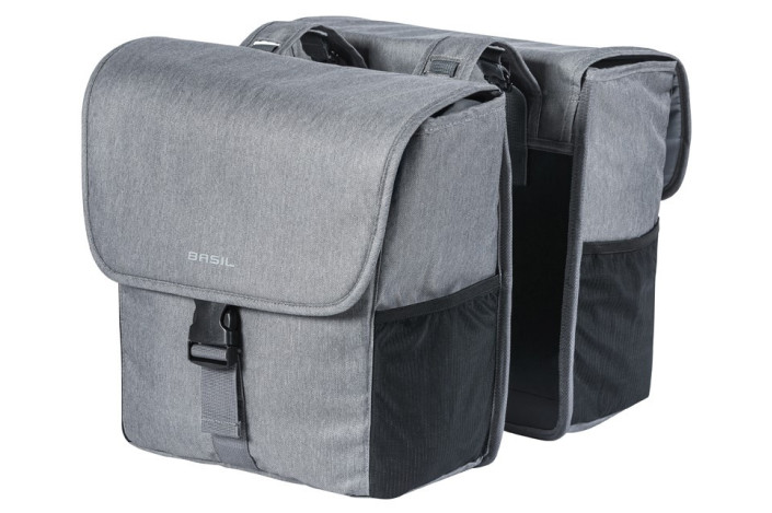 Sakwa miejska podwójna BASIL GO DOUBLE BAG 32L, Universal Bridge System, grey melee (NEW)