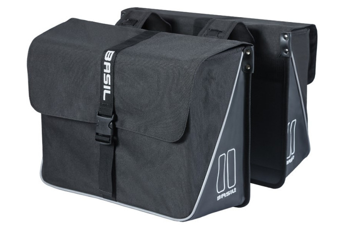 Sakwa miejska podwójna BASIL FORTE DOUBLE PANNIER BAG 35L, Universal Bridge System, wodoodpornaa black (NEW)