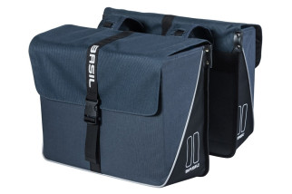 Sakwa miejska podwójna BASIL FORTE DOUBLE PANNIER BAG 35L, Universal Bridge System, wodoodporna poliester, navy blue black (NEW)