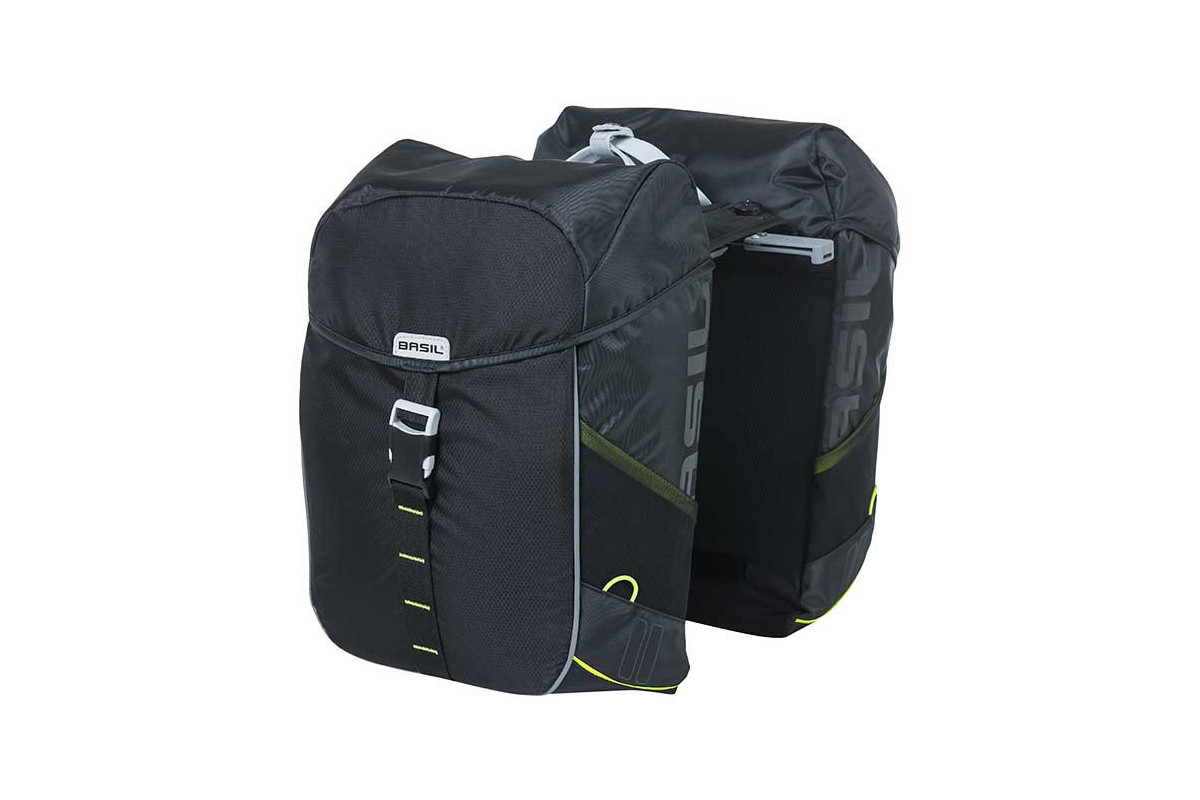 Sakwa turystyczna podwójna BASIL MILES DOUBLE PANNIER BAG 32L MIK System (ready to go), 100% wodoodporna black lime (NEW) Sakwa turystyczna podwójna BASIL MILES DOUBLE PANNIER BAG 32L MIK System (ready to go), 100% wodoodporna black lime (NEW)