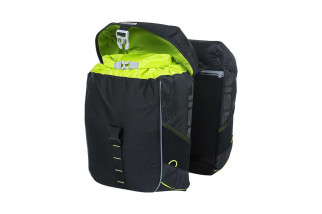 Sakwa turystyczna podwójna BASIL MILES DOUBLE PANNIER BAG 32L MIK System (ready to go), 100% wodoodporna black lime (NEW)
