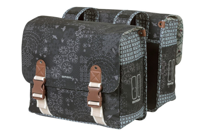 Sakwa miejska podwójna BASIL BOHEME DOUBLE PANNIER BAG 35L Universal Bridge System, wodoodporna charcoal (NEW)