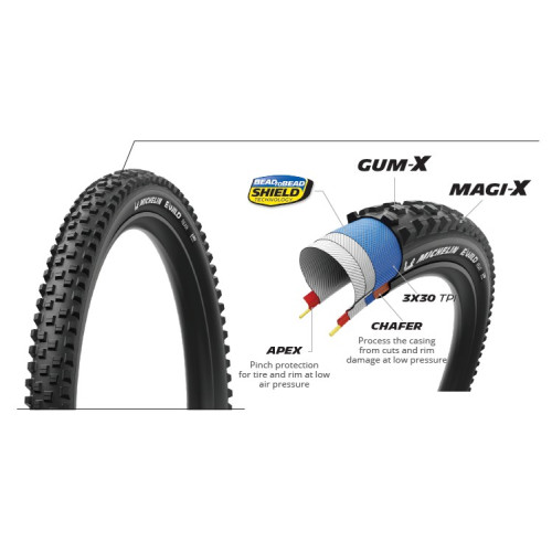 MICHELIN OPONA E-WILD REAR 27.5x2.60 PERFORMANCE LINE KEVLAR GUM-X/MAGI-X TS TLR (60197)