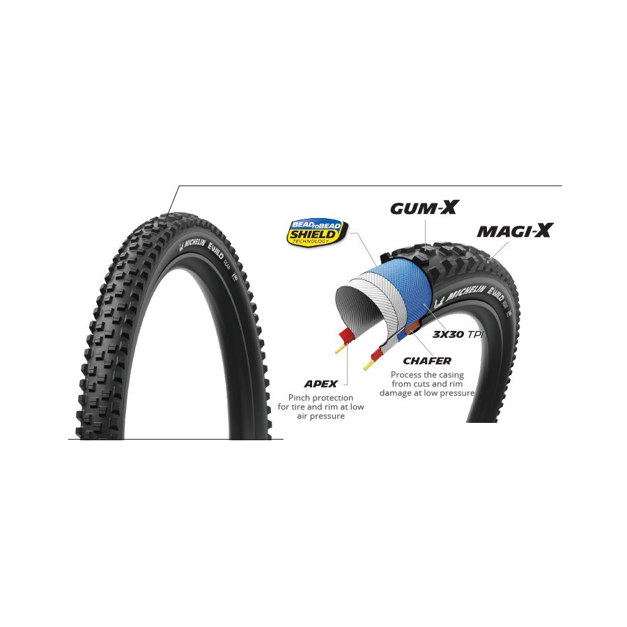 MICHELIN OPONA E-WILD REAR 27.5x2.60 PERFORMANCE LINE KEVLAR GUM-X/MAGI-X TS TLR (60197)