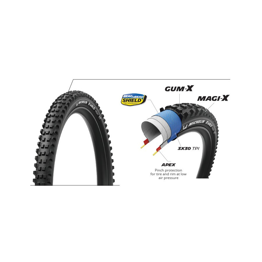 MICHELIN OPONA E-WILD FRONT 27.5x2.60 PERFORMANCE LINE KEVLAR GUM-X/MAGI-X TS TLR (51482)