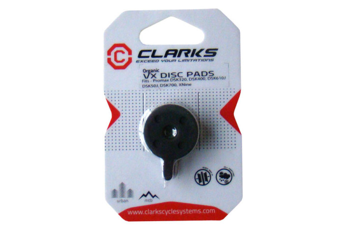 Klocki hamulcowe CLARKS dla PROMAX (Promax DSK320, DSK400, DSK-610J, DSK-50J, DKS700, Xnine), Organiczne