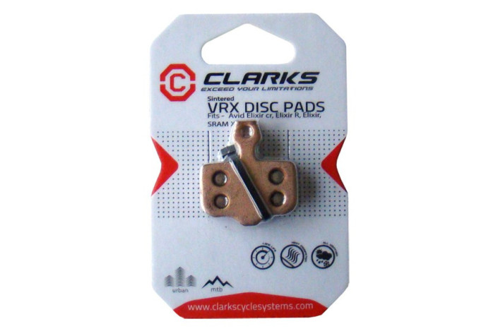 Klocki hamulcowe CLARKS dla AVID/SRAM (Avid Elixir 1, 3, 5, 7, Elixir R, Elixir CR, Sram XX-XO), Spiekane