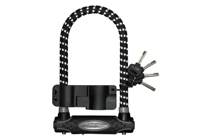 Zapięcie rowerowe MASTERLOCK 8195 U-LOCK 13mm 110mm 210mm KLUCZYK pokryte gumą z refleksem czarne (NEW)