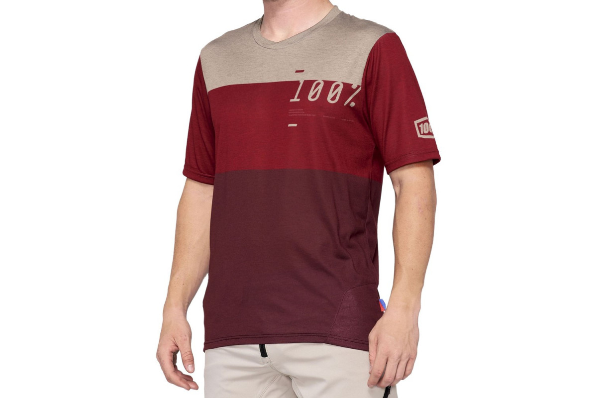 Koszulka męska 100% AIRMATIC Jersey krótki rękaw brick dark red